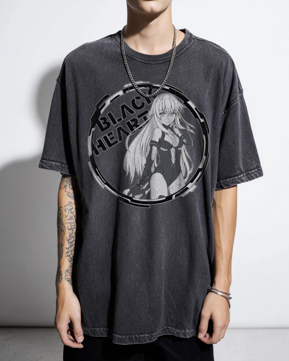 Black Heart Noire Hyperdimension Neptunia T-Shirt - Kawaii Anime Girl Fan