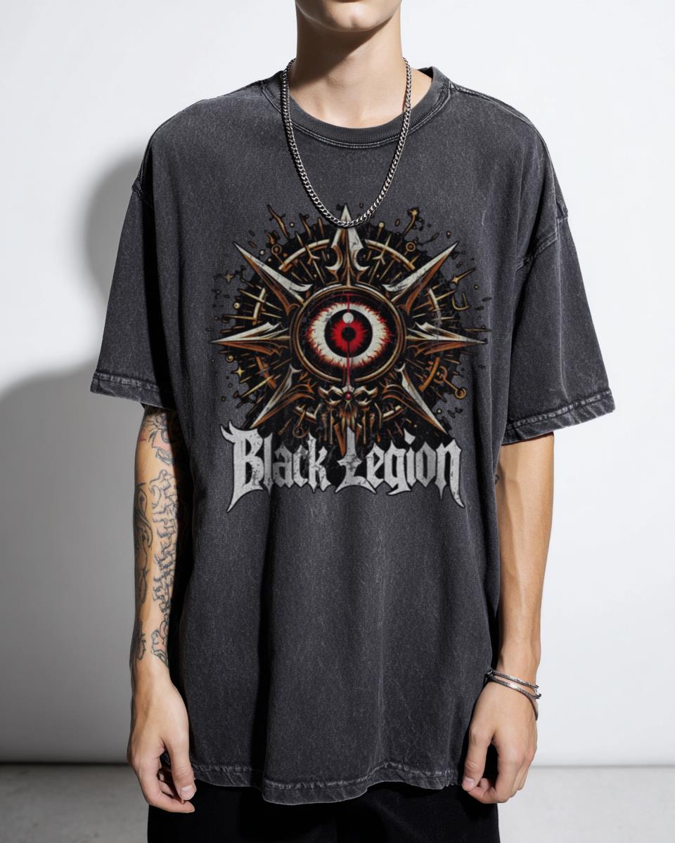 Black Legion Retro Metal T-Shirt | Warhammer 40K Chaos Tee