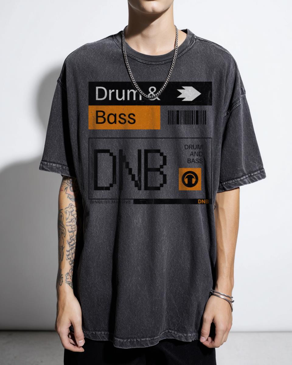 Black Orange DNB Ticket Steez Drum & Bass Music T-Shirt - Rave Festival Party Unisex Tee