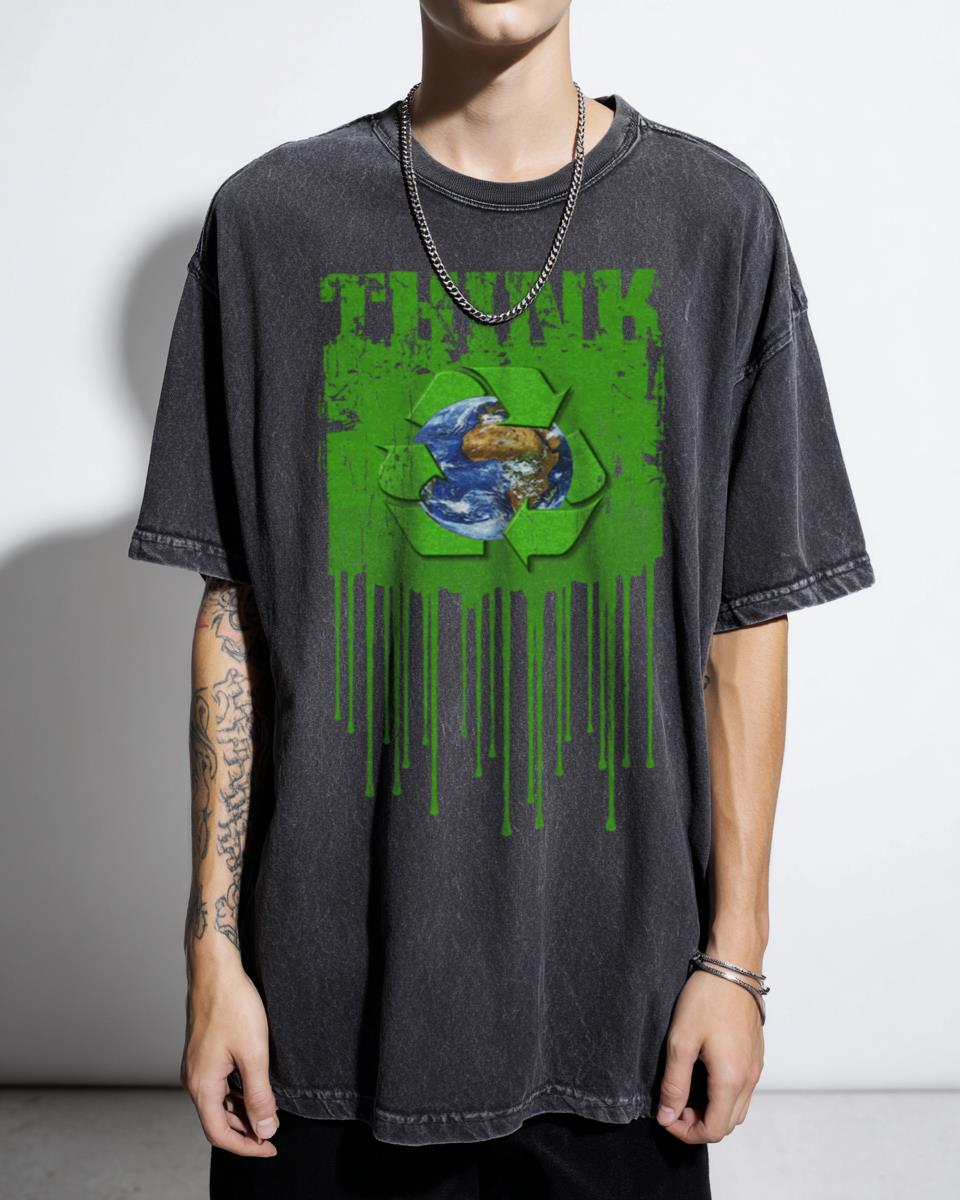 Bleed Green and Thin Earth Day T-Shirt - Ecology Nature Recycle Apparel
