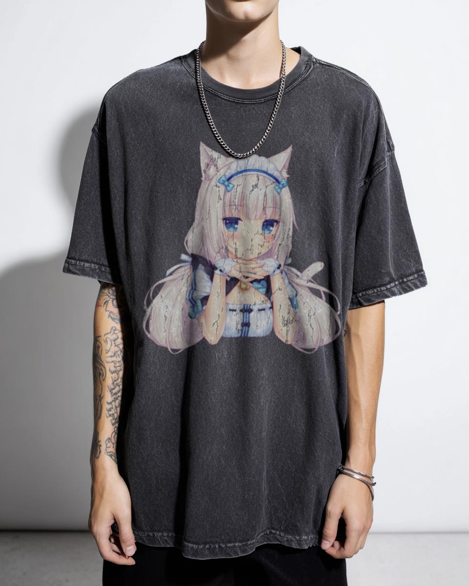 Blue Eyes Neko Girl T-Shirt | Cute Anime Catgirl Otaku Tee