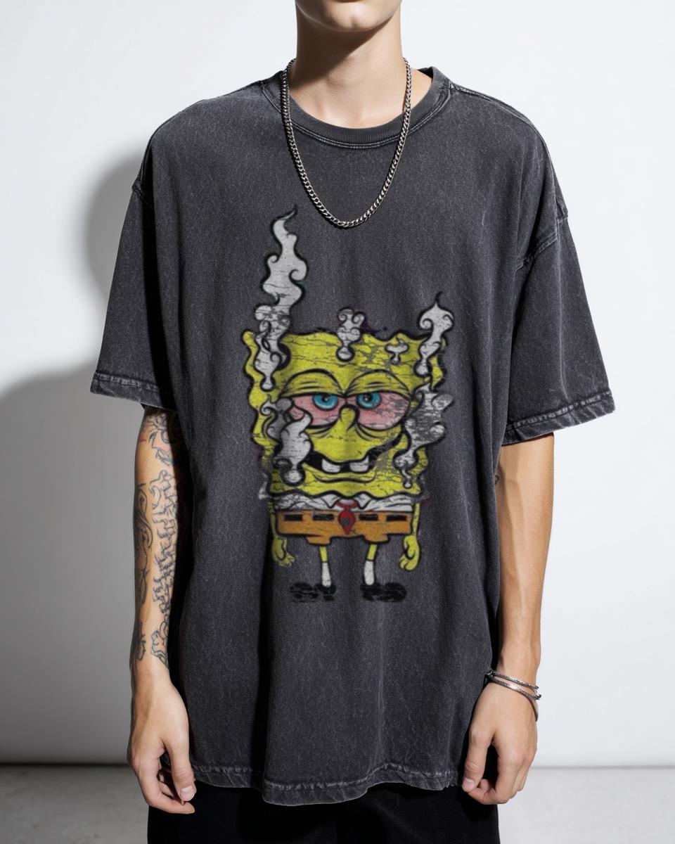 Bob Sponge Stoner Cartoon Parody T-Shirt | 420 Fan Art