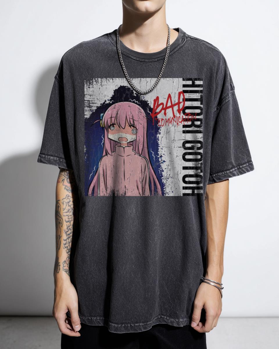 Bocchi the Rock! 'Bad Communication' Hitori Gotoh Anime T-Shirt - Grunge Style Manga Fan Unisex