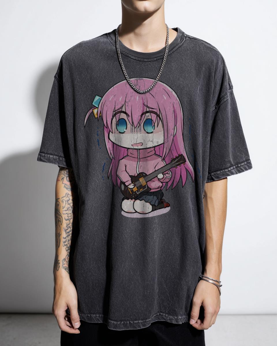 Bocchi The Rock! Hitori Gotou Cute Anime Girl Peeker T-Shirt - Kawaii Musical Fan Unisex