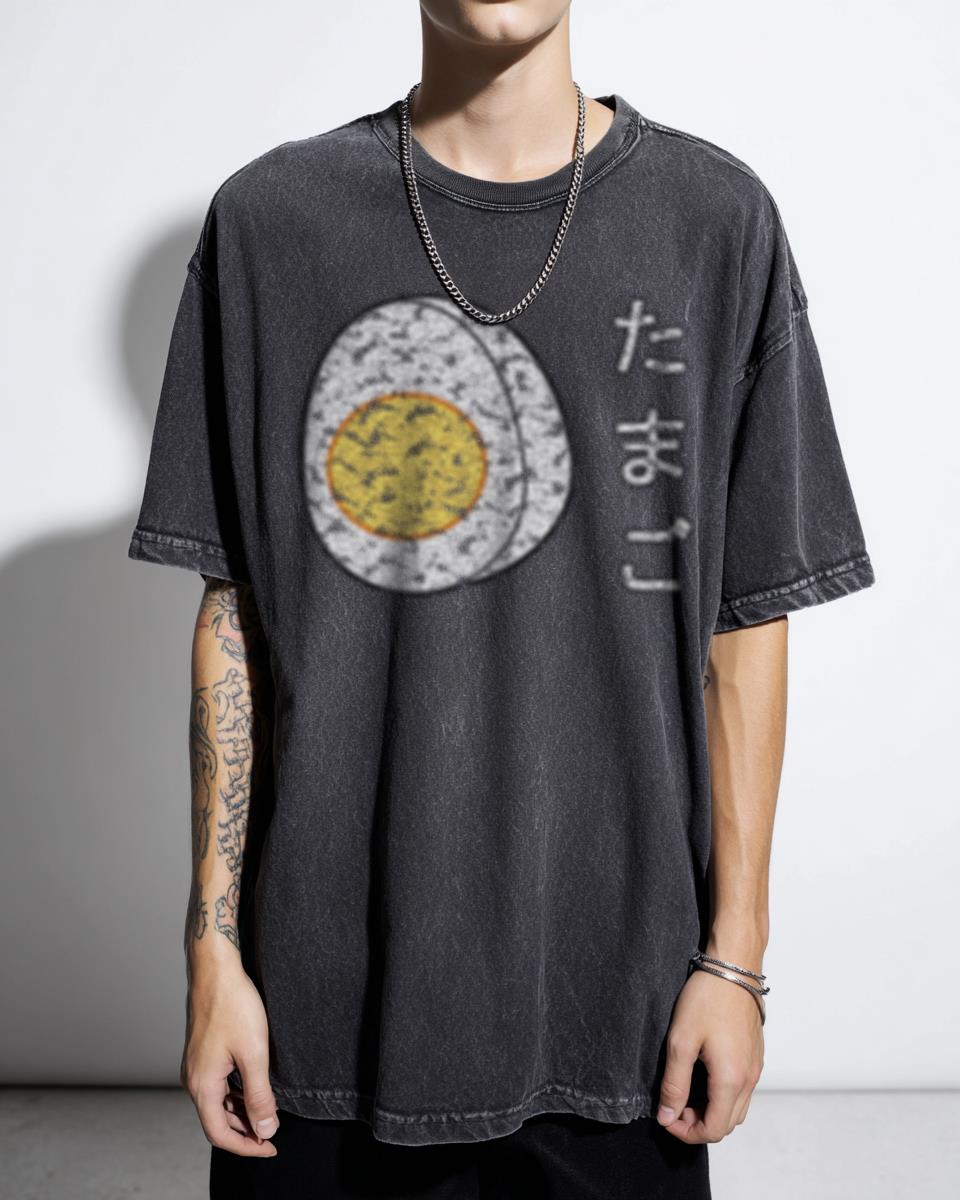 Boiled Egg Tamago Japanese Minimalist Acidwash Tee
