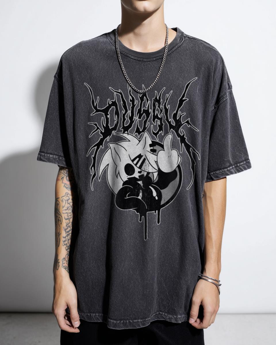 Bold Anime Manga Metal Lettering T-Shirt - Edgy Cartoon Humor Apparel