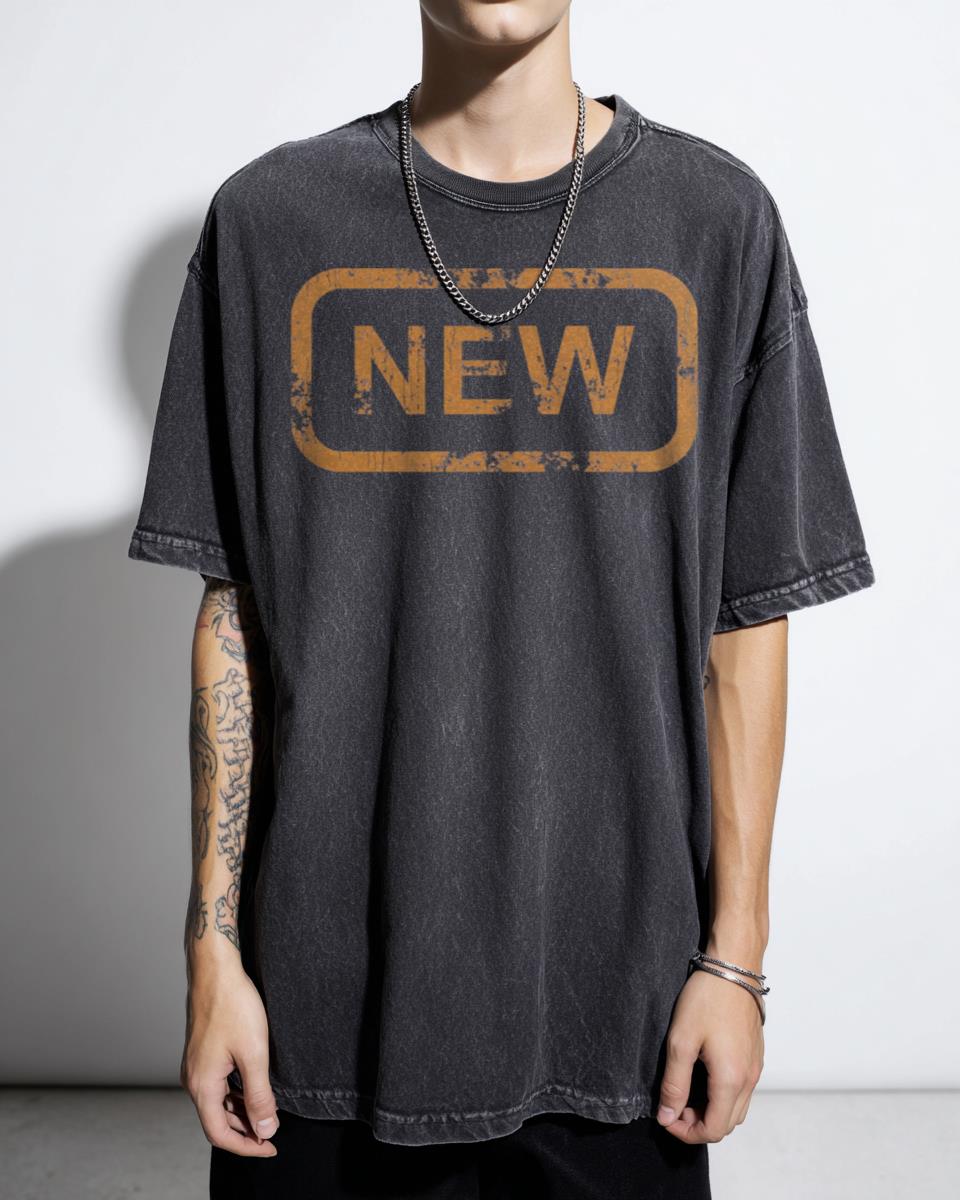 Bold 'NEW' Typography Statement T-Shirt - Modern Graphic Design Apparel