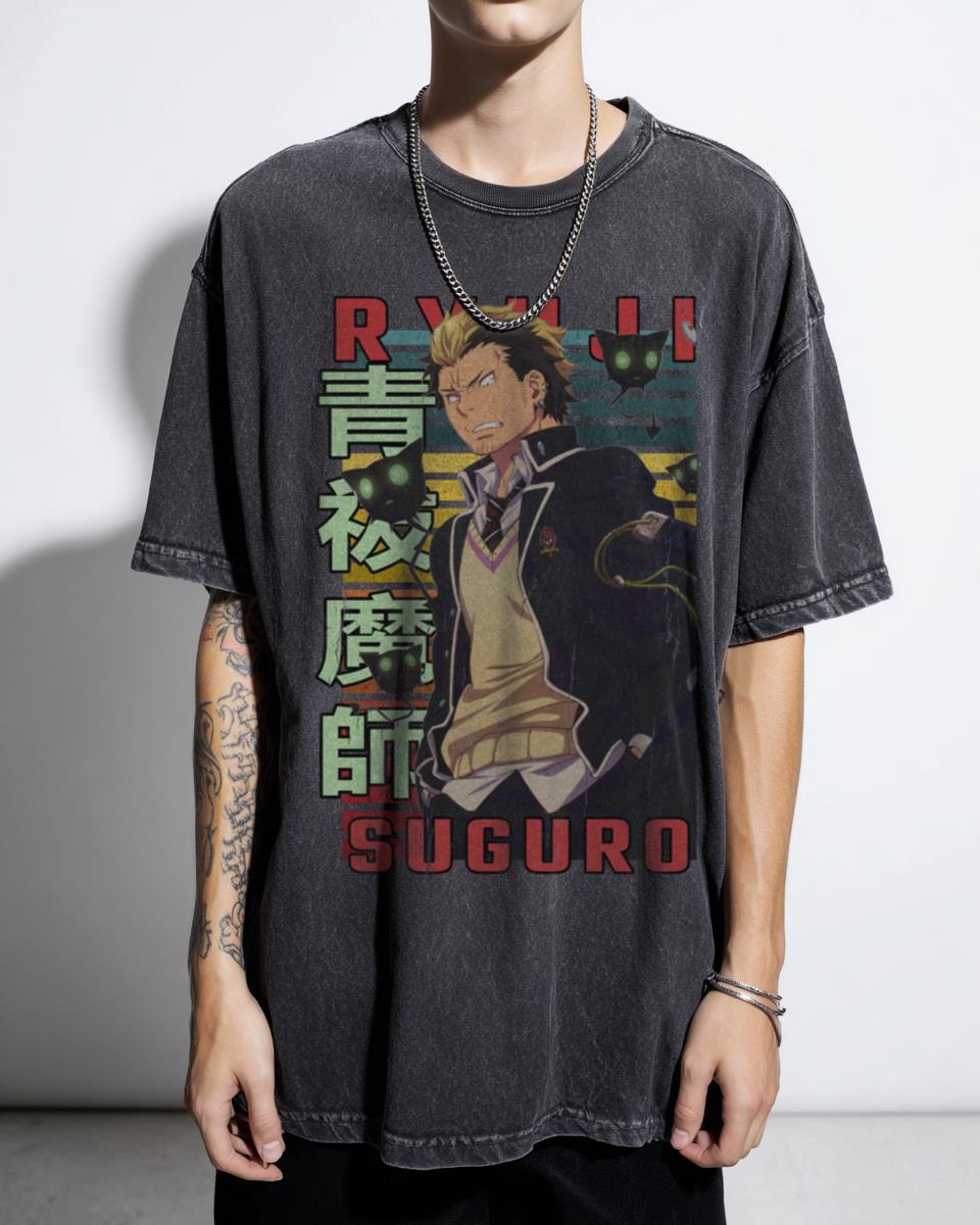Bon Ryuji Suguro Blue Exorcist Retro Anime Acidwash Tee