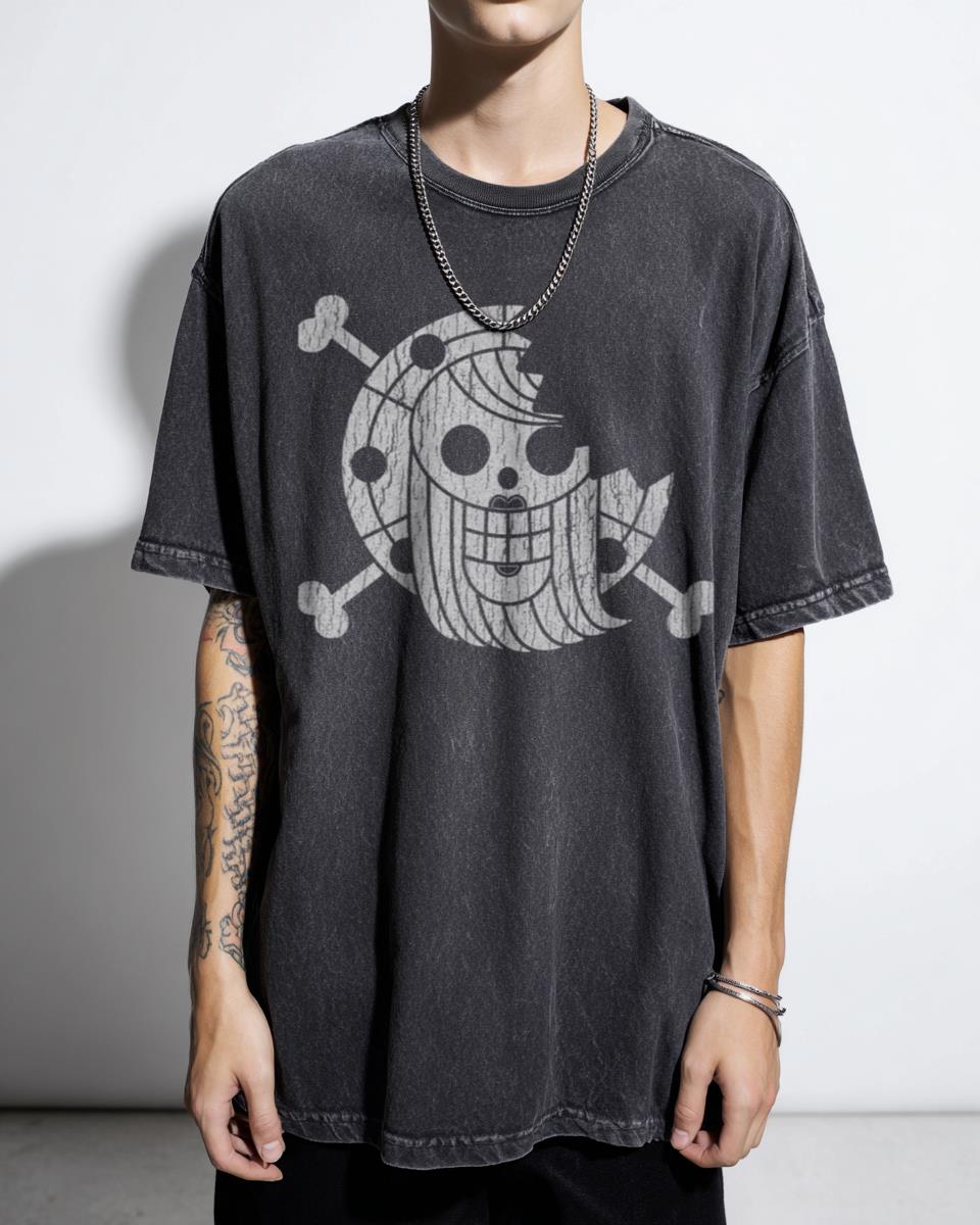 Bonney Pirates Jolly Roger One Piece Acidwash Tee