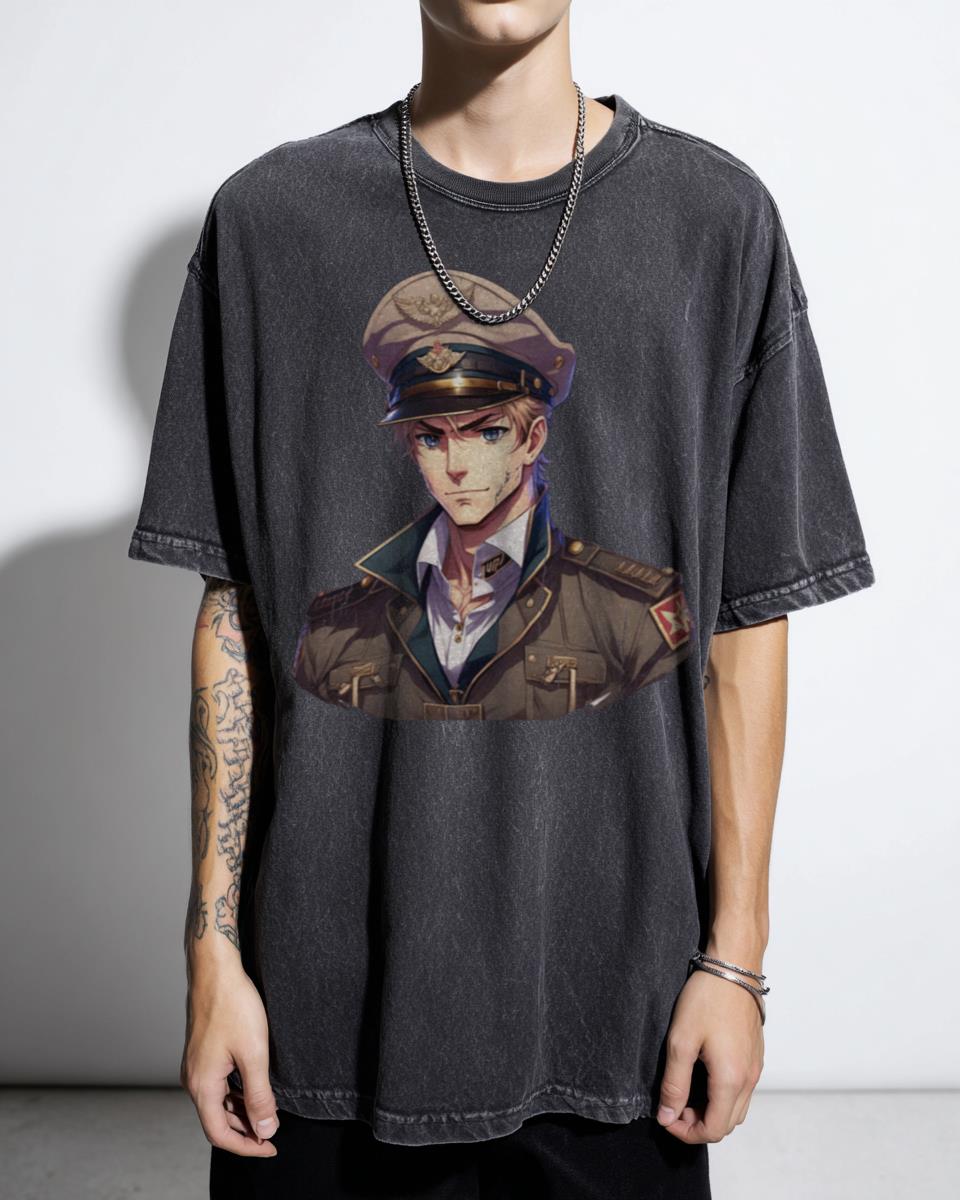 Brave Charismatic Anime Captain T-Shirt - Strong Male Leader Manga Style Unisex