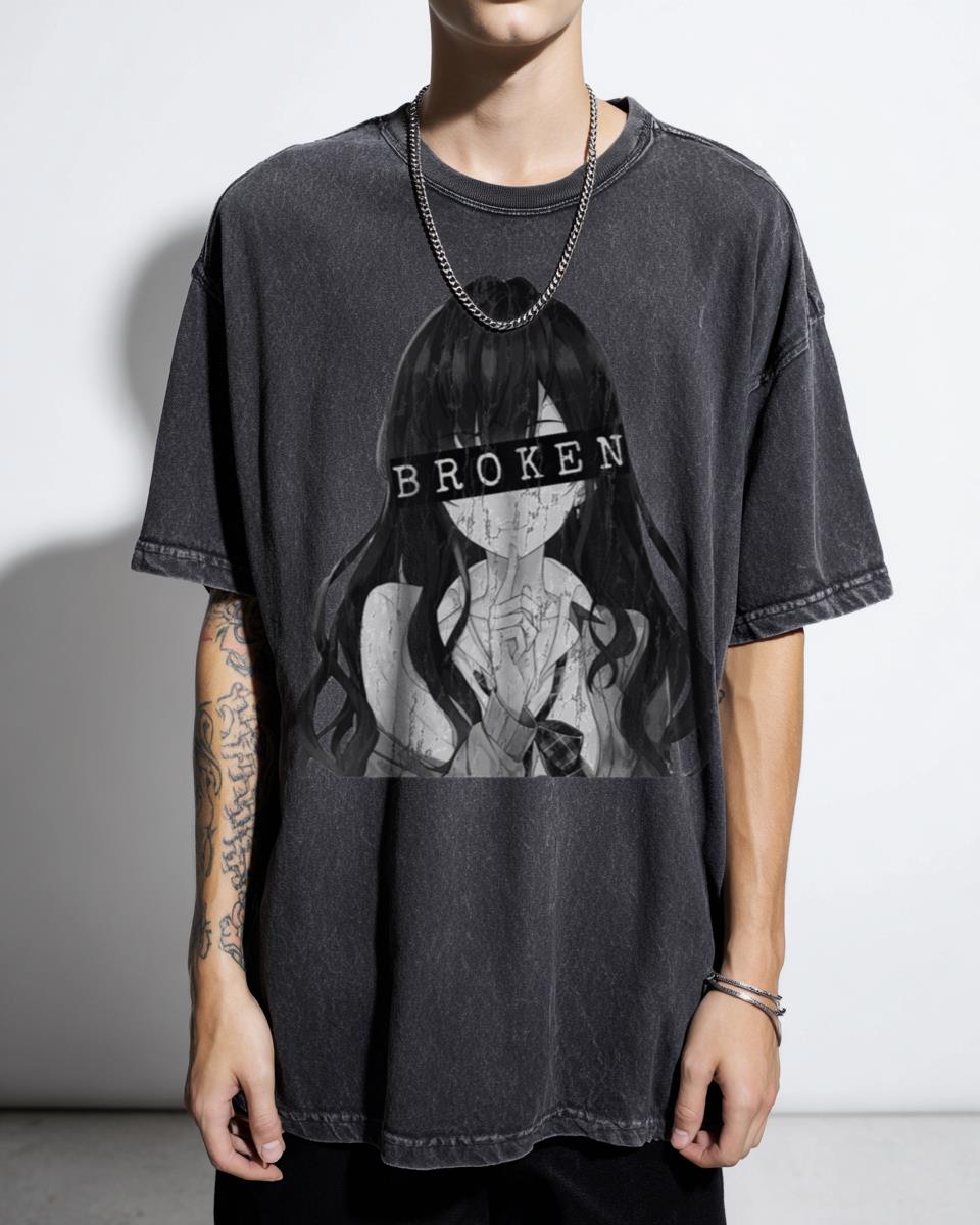 Broken Girl Aesthetic Grunge T-Shirt - Edgy Fashion Statement Apparel