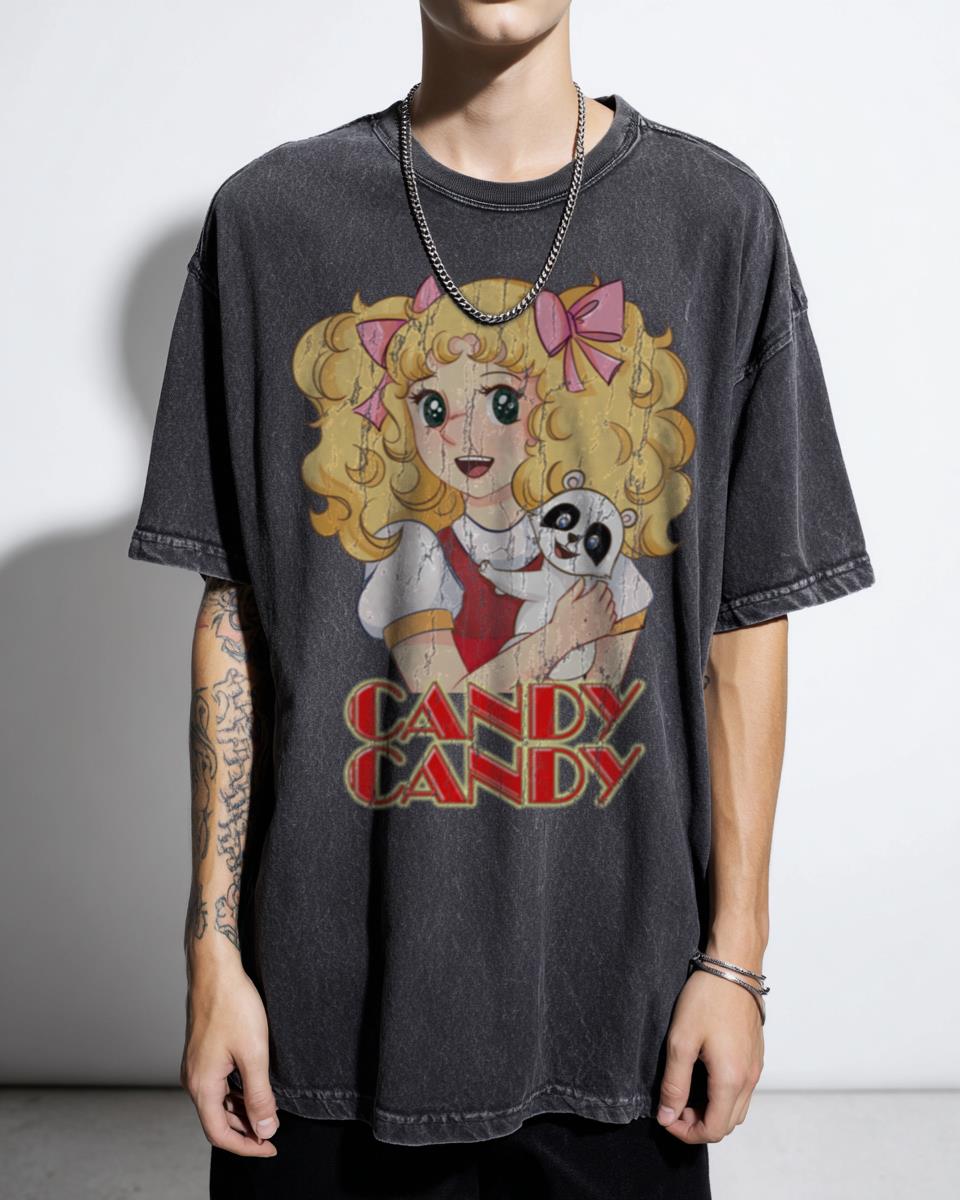 Candy Candy Cartoon Anime Blond Girl T-Shirt - Raccoon Clint Retro Tv Show Unisex