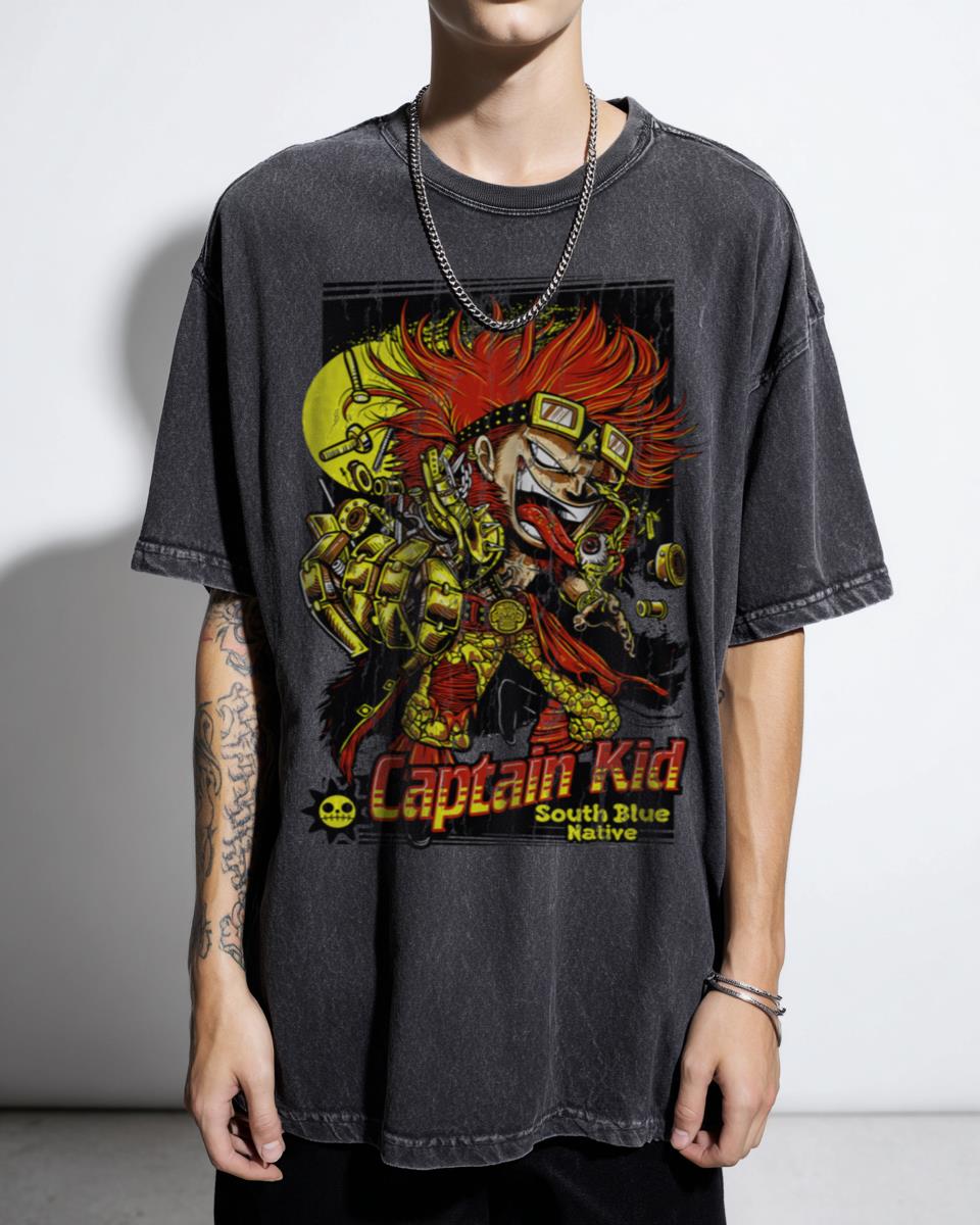 Captain Eustass Kid One Piece Anime T-Shirt - Supernova Pirate Jolly Roger Apparel