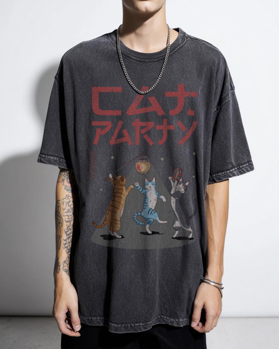 Cat Party Japanese Kawaii Kittens Dancing T-Shirt