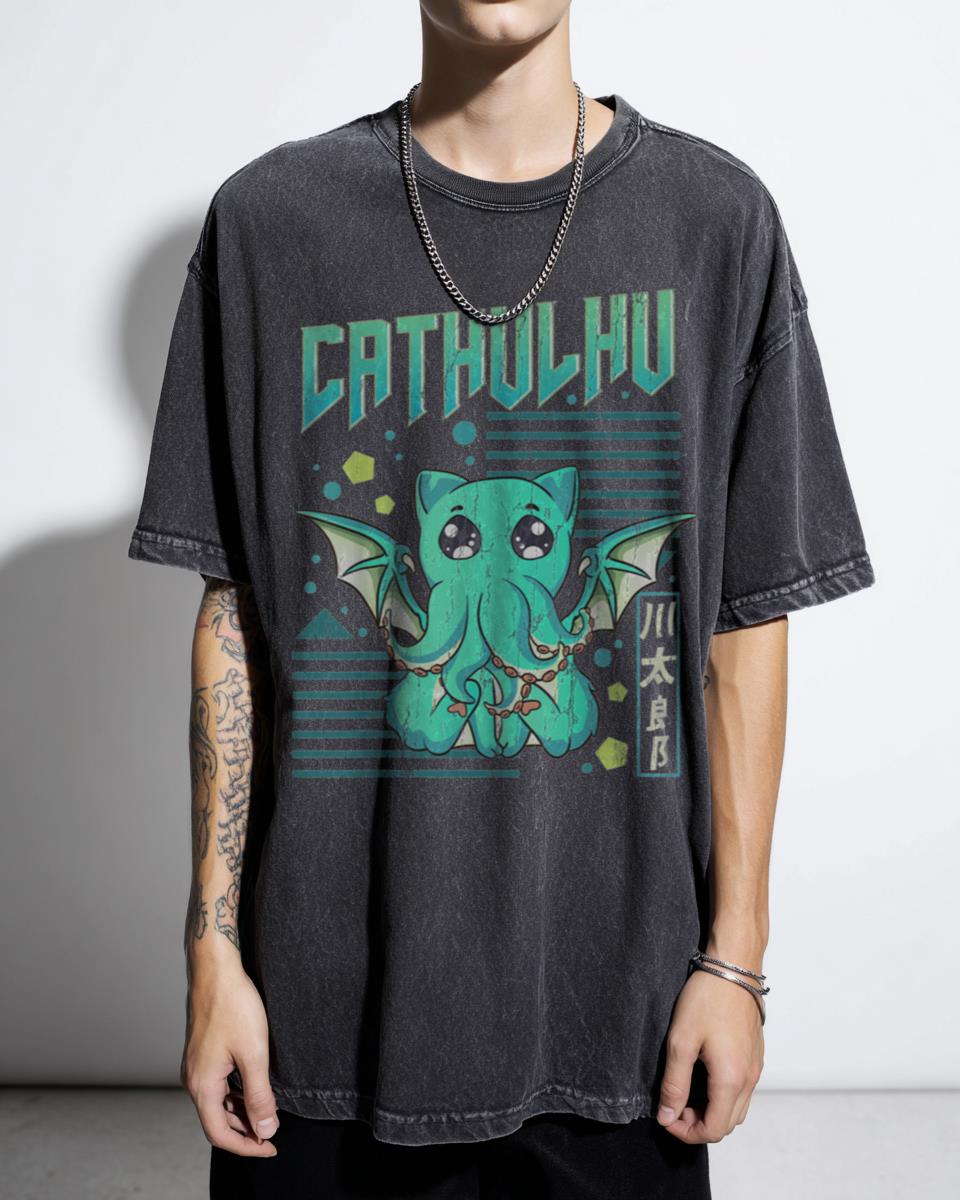 Cathulhu Funny Cat Cthulhu Pun Kawaii Anime T-Shirt