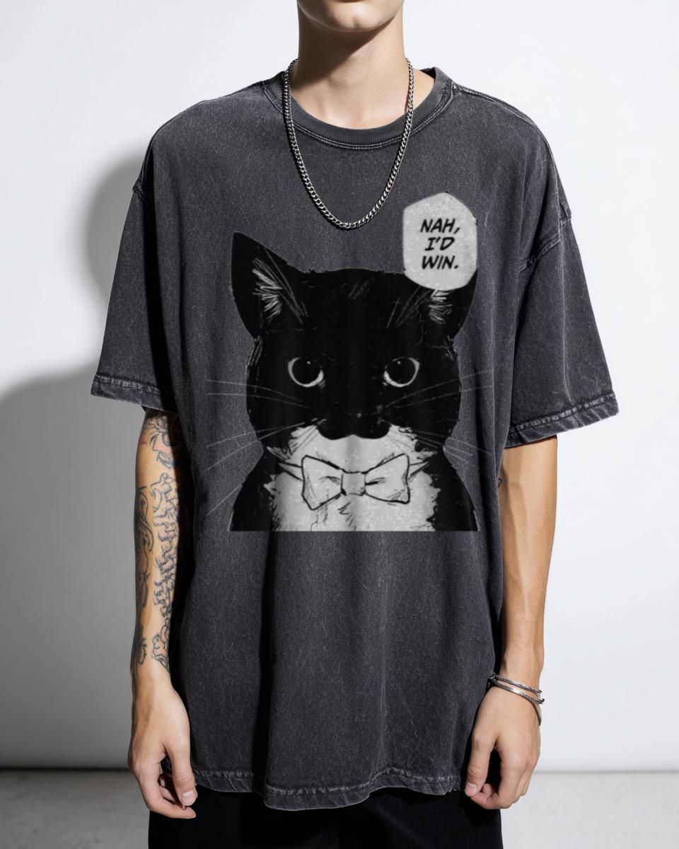 Catoru Gojo 'Nah, I'd Win' Jujutsu Kaisen Cat T-Shirt - Funny JJK Anime Manga