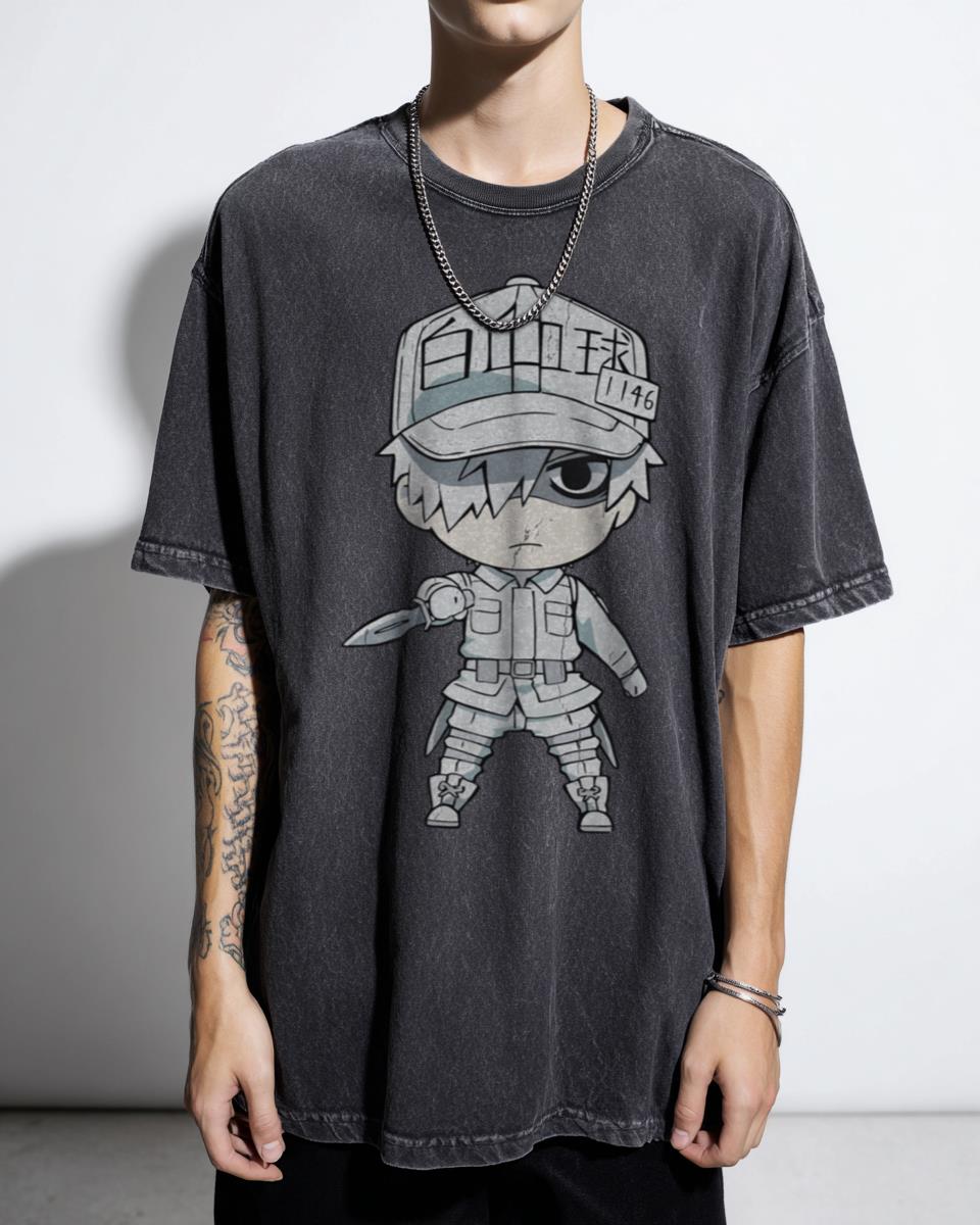 Cells at Work White Blood Cell Chibi Anime T-Shirt - Kawaii Hataraku Saibou Fan