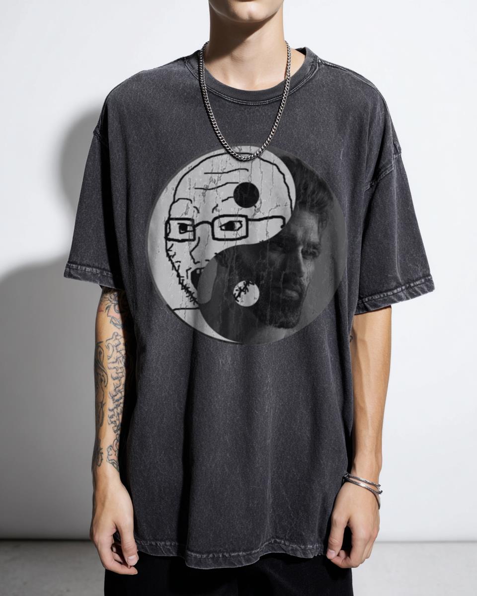 Chad Yin Yang Wojak Soy Boy Meme Graphic Tee