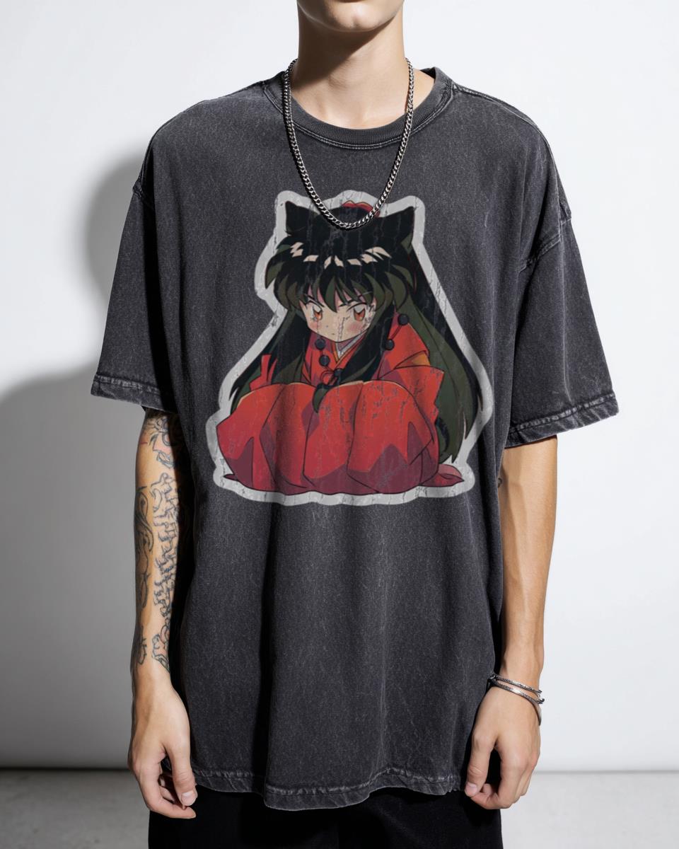 Chibi Black Hair Inu Manga T-Shirt - Cute Japanese Demon Character Tee