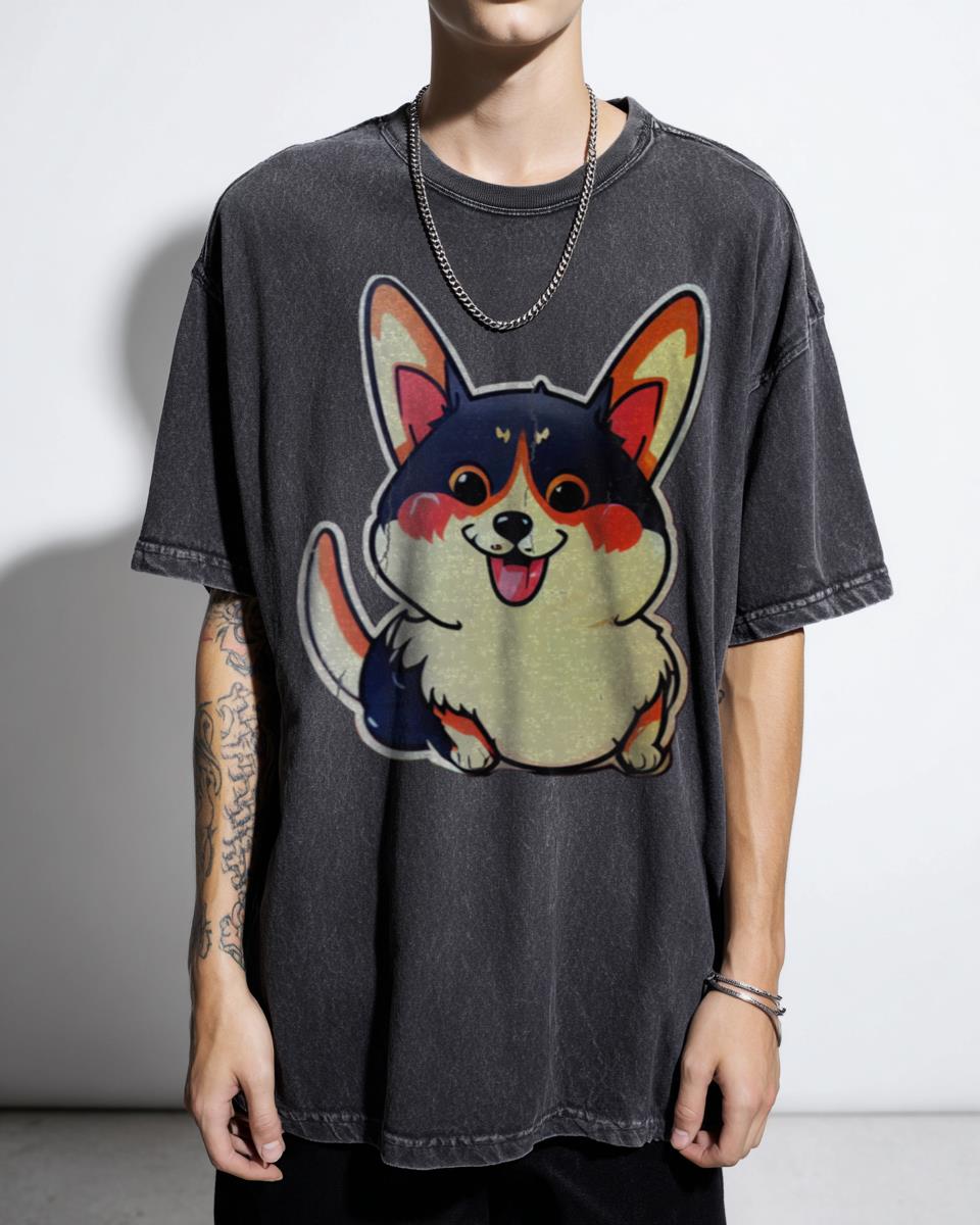 Chibi Kawaii Corgi Puppy Dog Anime T-Shirt - Cute Manga Pet Lover Unisex Tee
