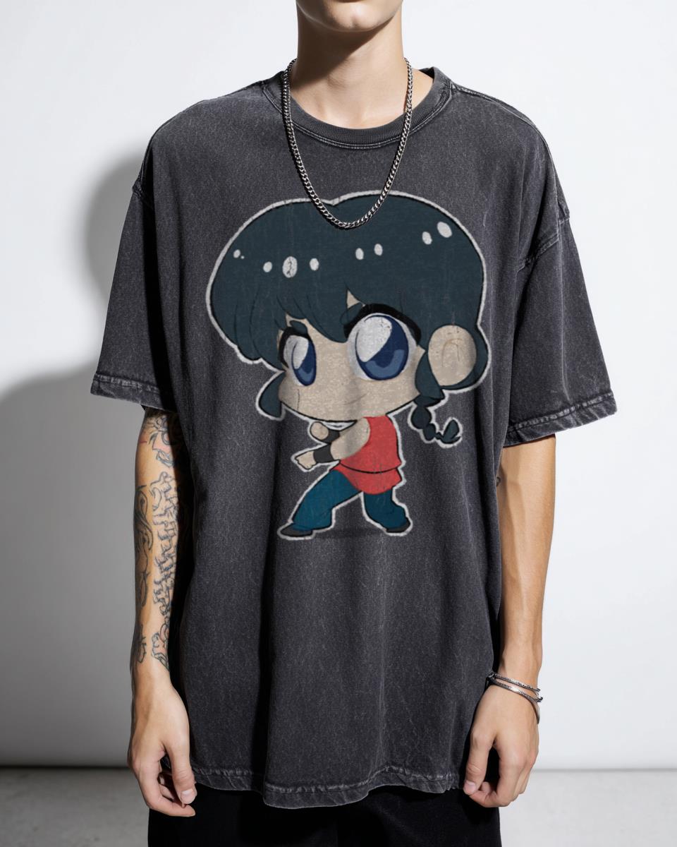 Chibi Ranma Saotome Boy Anime T-Shirt - Kawaii Manga Character Apparel for Men