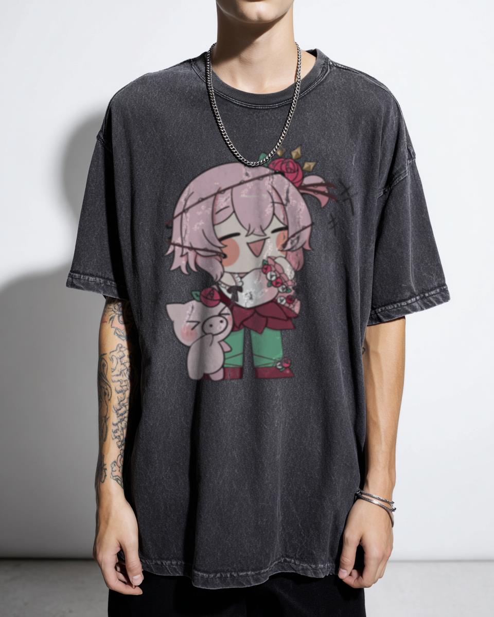 Chibi Rosemi Lovelock & Rosebud Vtuber T-Shirt - Nijisanji EN Anime Pig Fan Unisex