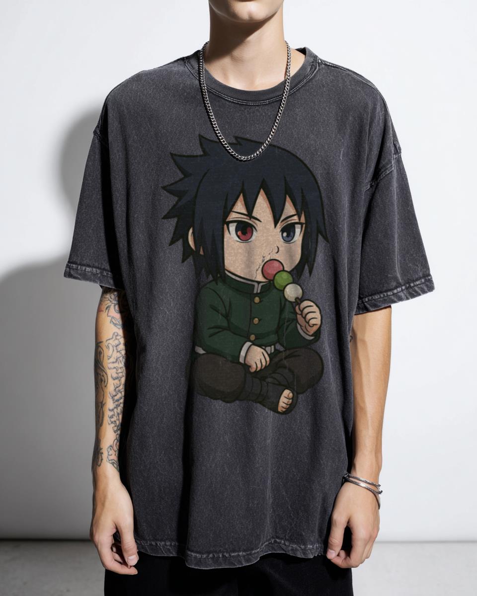 Chibi Sasuke Demon Slayer Dango T-Shirt - Kawaii Anime Mashup Unisex
