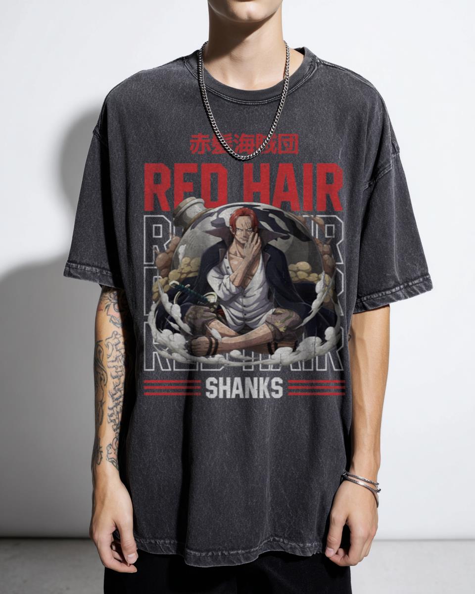 Chibi Shanks One Piece Anime Kawaii T-Shirt - Red-Haired Pirate Geek Fan
