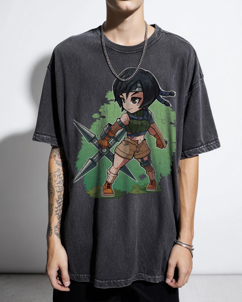 Chibi Yuffie Final Fantasy VII Ninja T-Shirt - Cute FF7 Video Game Art for Gamers