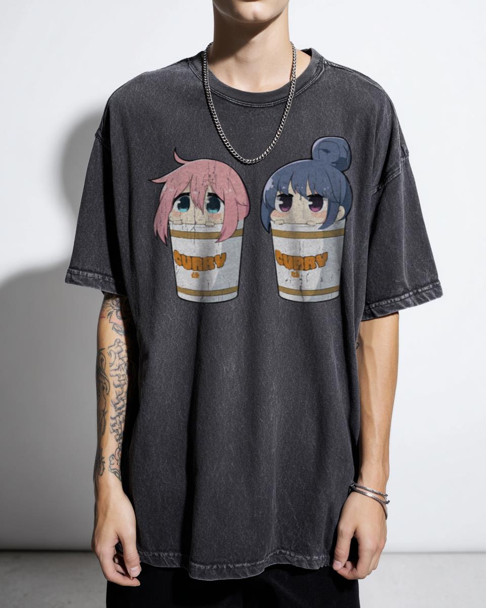 Chibi Yuru Camp Noodle Anime T-Shirt - Laid-Back Camp Kawaii Graphic Tee Unisex