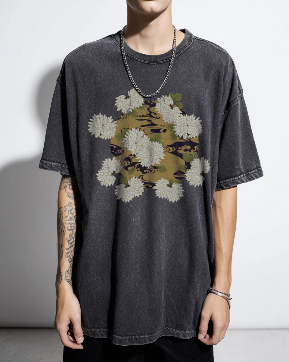 Chrysanthemum Japanese Style T-Shirt | Traditional Floral Art Tee