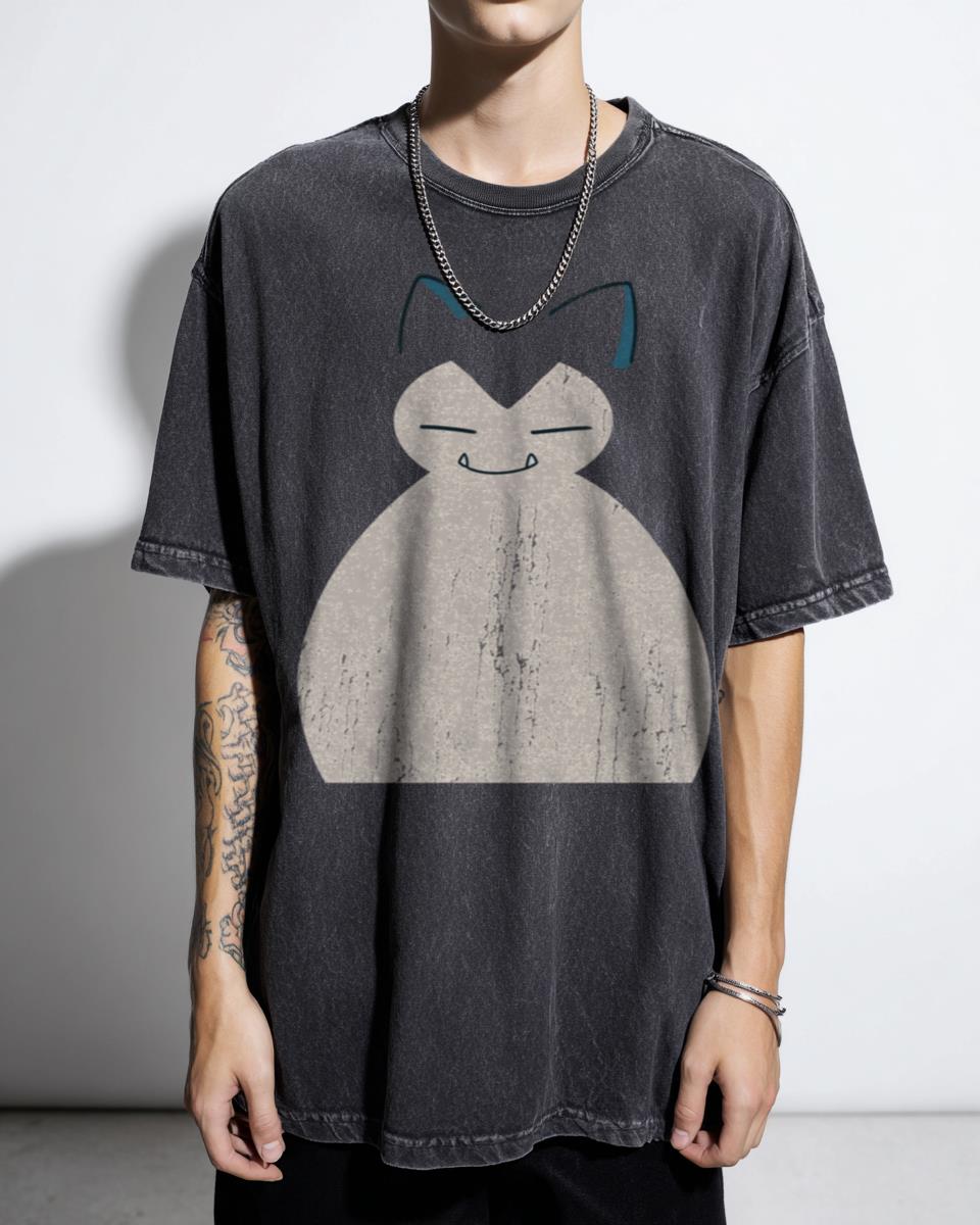 Chubby Snorlax Cute Cartoon T-Shirt - Blue Anime Character Fan Art Unisex