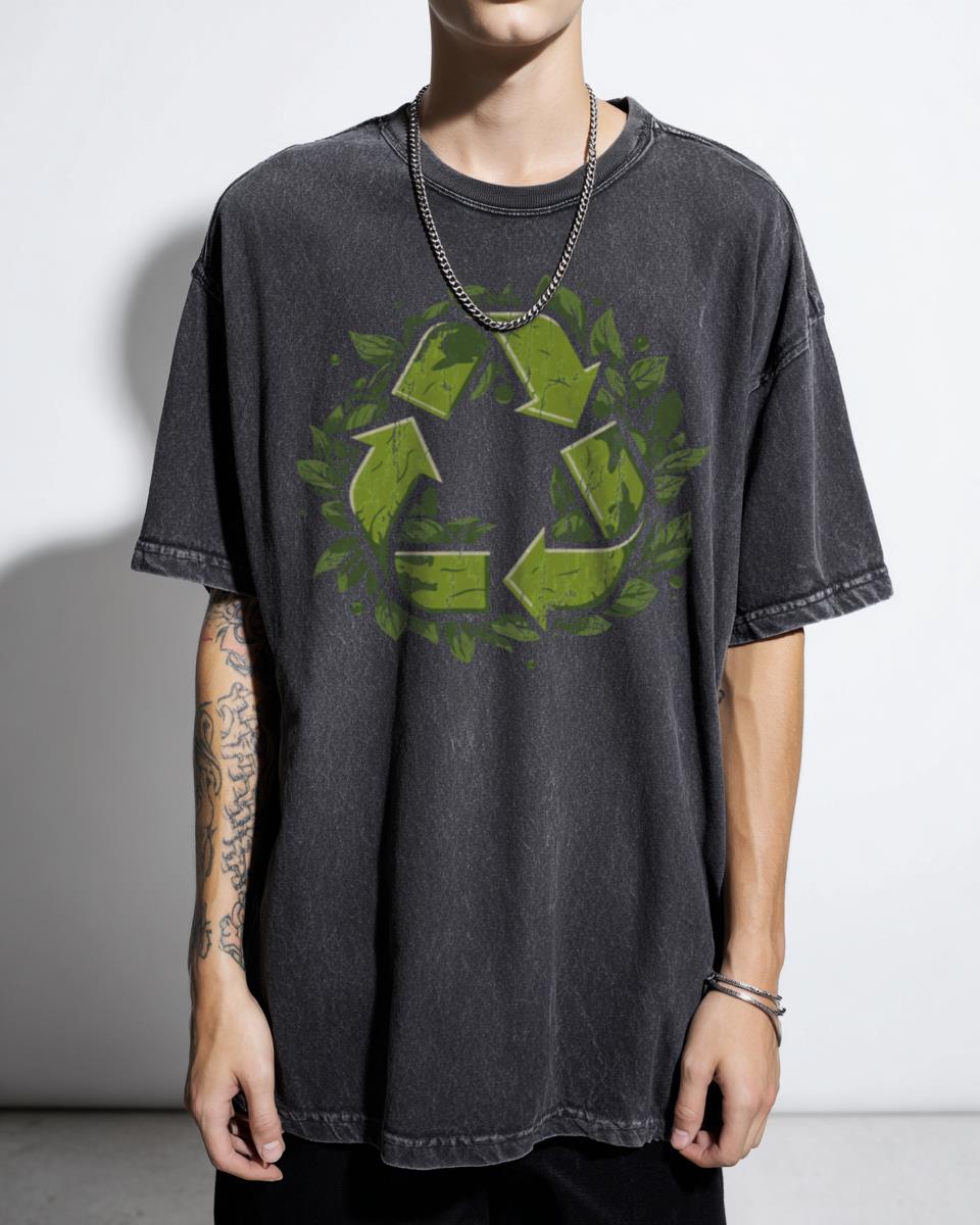 Circular Green Recycling Earth T-Shirt - Eco-Friendly Nature Conservation