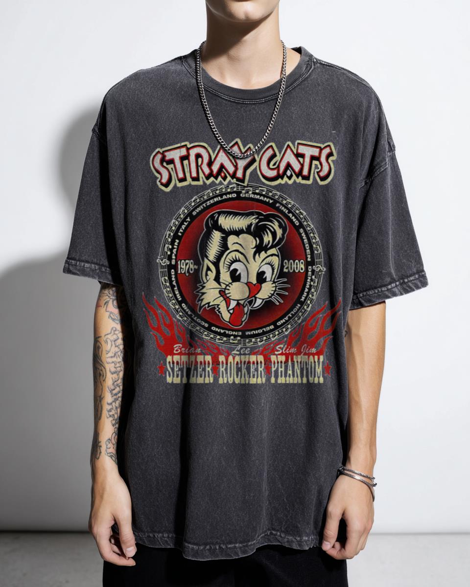 Classic 80s Rockabilly Stray Cats Music Band Lover Gift T-Shirt - Retro Fan Unisex