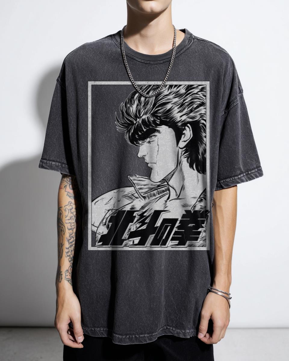 Classic Fist of the North Star Kenshiro Vintage Anime T-Shirt - Hokuto No Ken Manga Otaku Unisex
