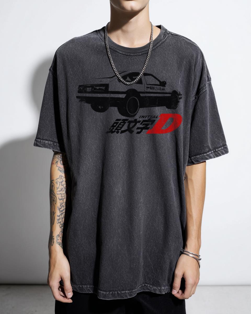 Classic Initial D Logo Drift Anime T-Shirt - Akina's Touge Racing Manga Fan