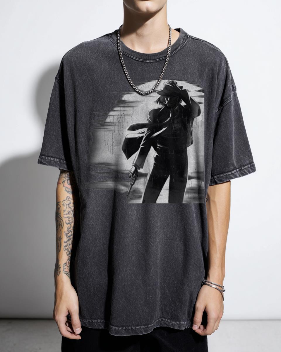 Classic Lupin the 3rd Jigen B&W Anime T-Shirt - Daisuke Gunman Manga Fan Gift