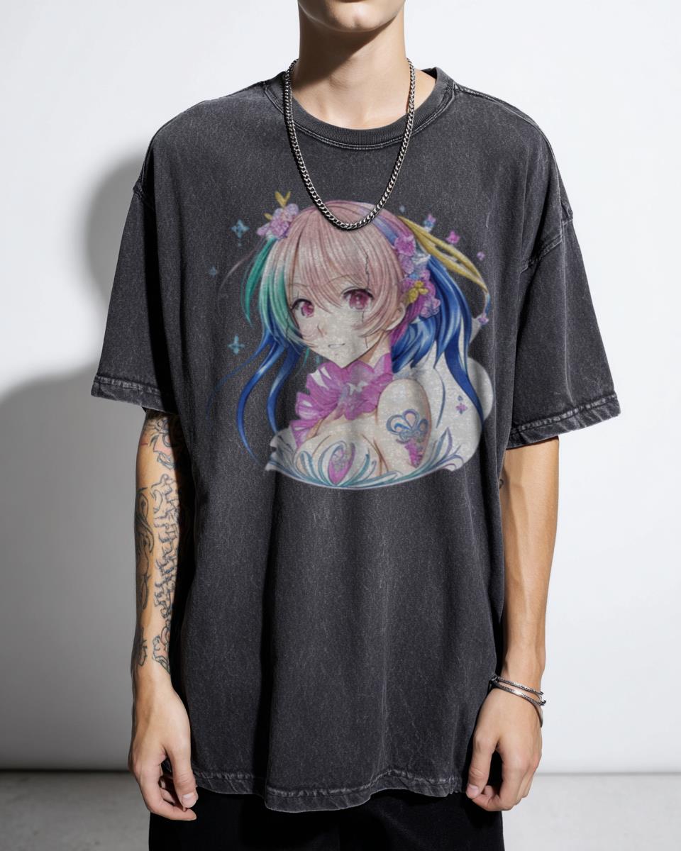 Colorful Anime Satire Spectacle Graphic T-Shirt - Stylish Parody Art