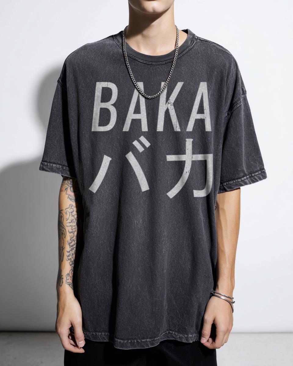 Cool BAKA Japanese Text Anime T-Shirt - Funny Manga Geek Otaku Tee