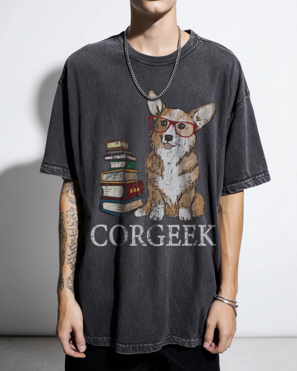 Corgeek Book Lover T-Shirt | Anime Corgi Geek Reader Tee