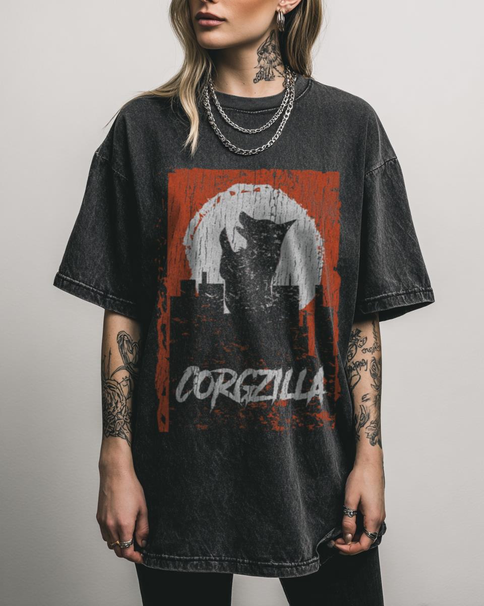 Corgzilla Funny Corgi Godzilla Parody T-Shirt | Monster Dog Tee