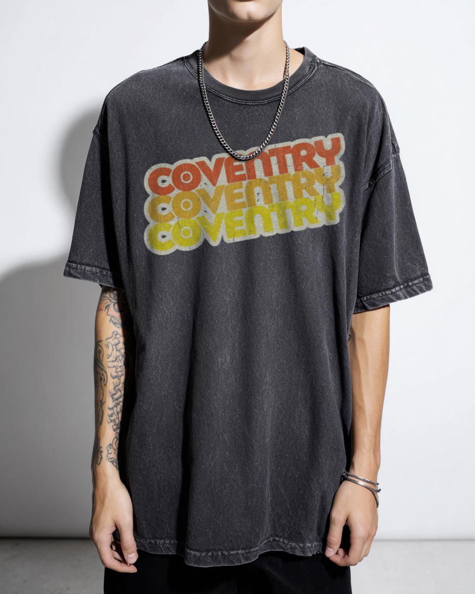 Coventry Retro Stack 80s Nostalgia T-Shirt - UK City Vintage Vibes