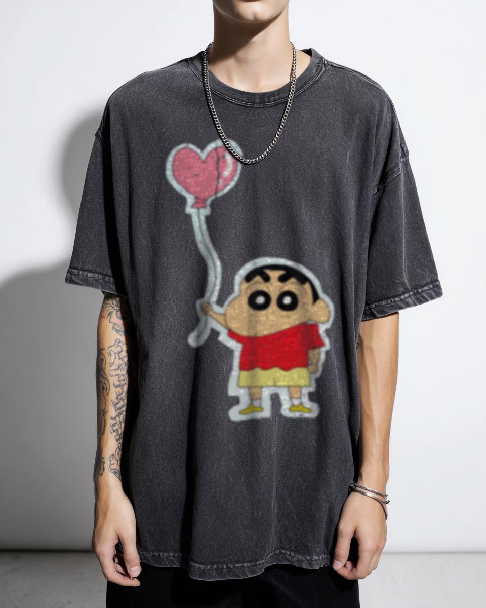 Crayon Shin Chan Heart Balloon T-Shirt - Cute Kawaii Japanese Anime Art