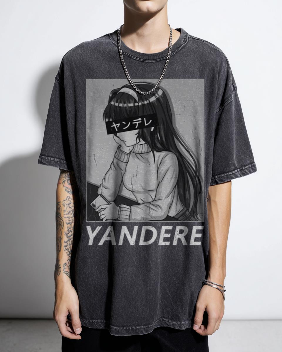 Creepy Cute Japanese Yandere Chibi Anime Girl T-Shirt - Pastel Goth Weeaboo Otaku Tee Unisex