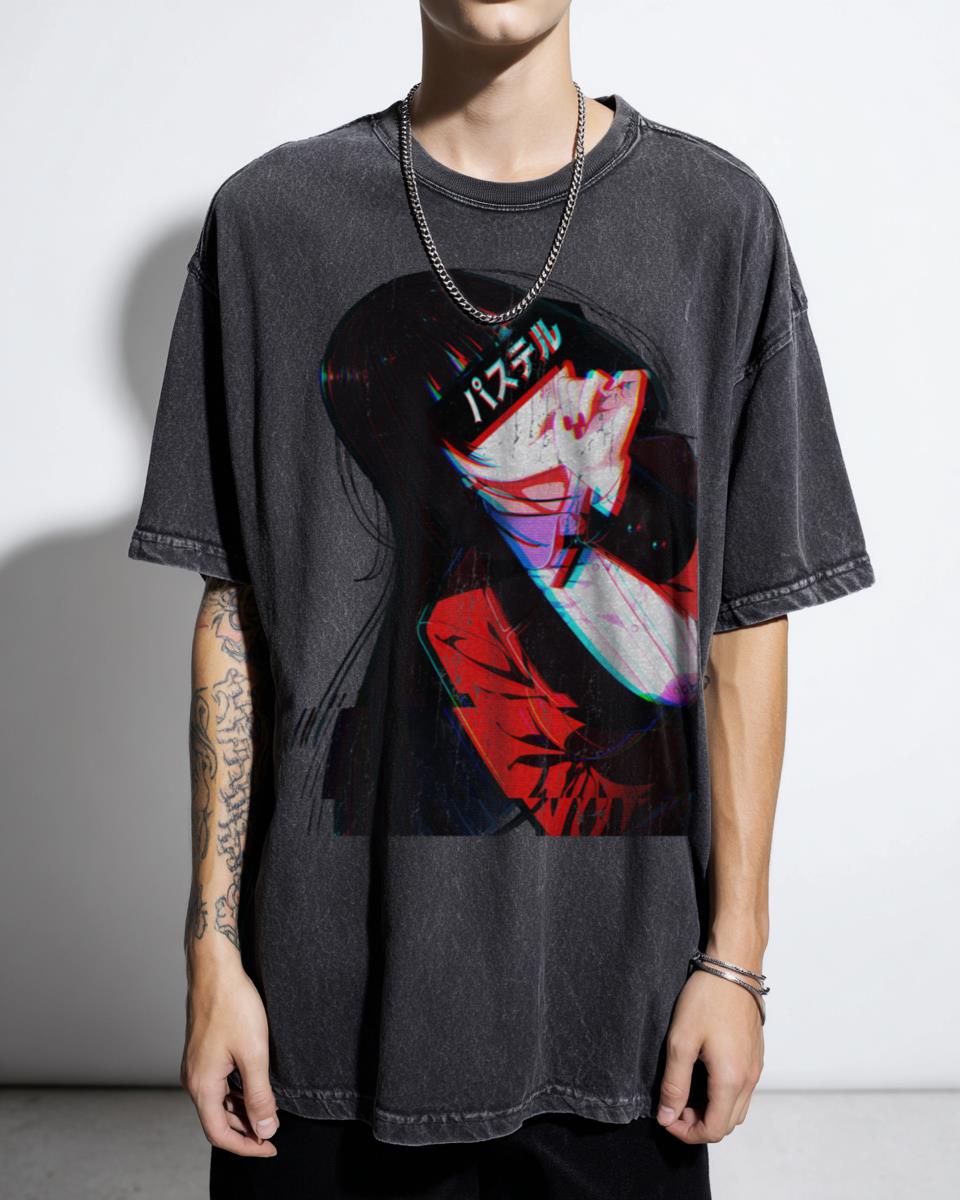 Crimson Cyberpunk Kakegurui T-Shirt - Aesthetic Yumeko Jabami Anime Girl