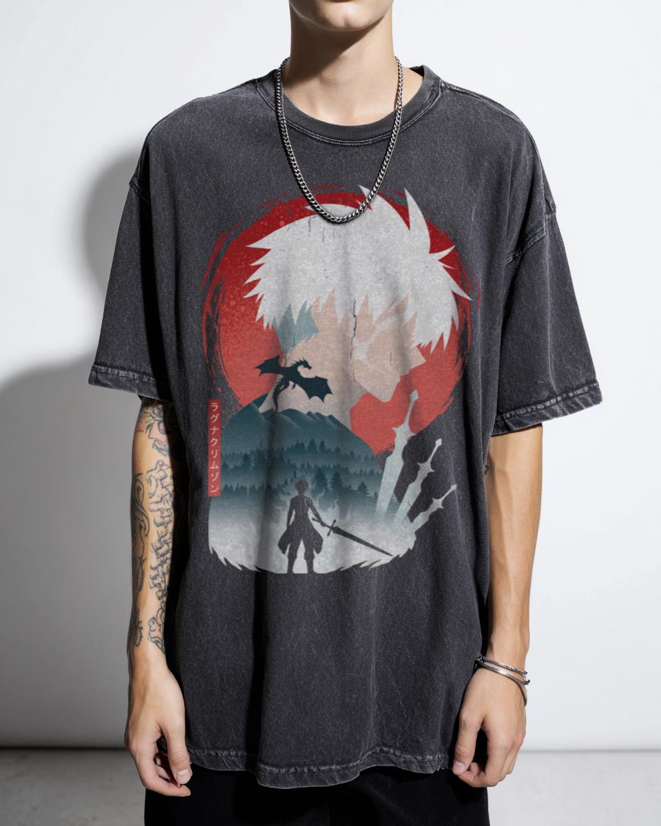 Crimson Ragna Landscape Anime T-Shirt - Japanese Dragon Manga Art