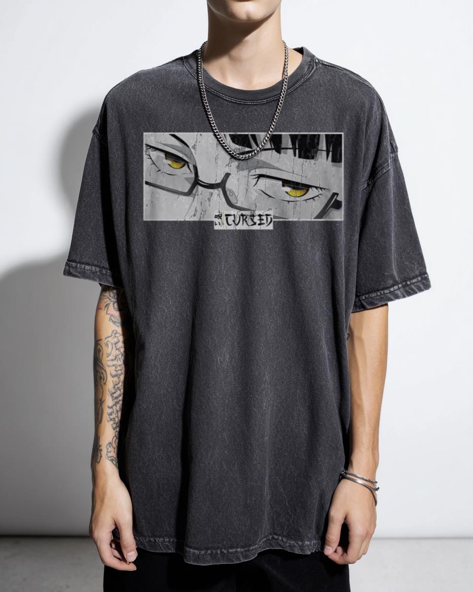 Cursed Anime Eyes Stare Japanese Manga Panel T-Shirt - Cozy Kawaii Art