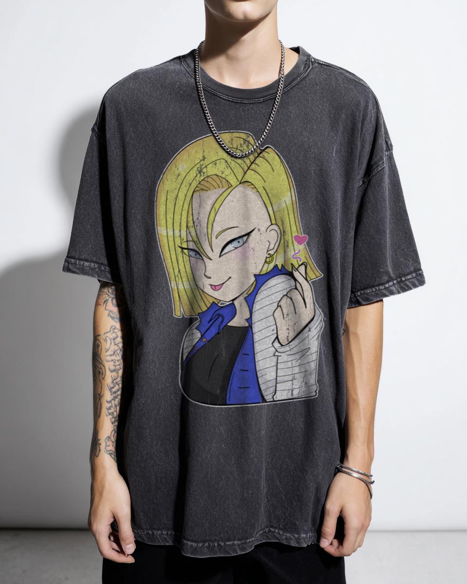 Cute Android 18 Heart Dragon Ball Z T-Shirt - Anime DBZ Girl Love Fan Art Tee Women