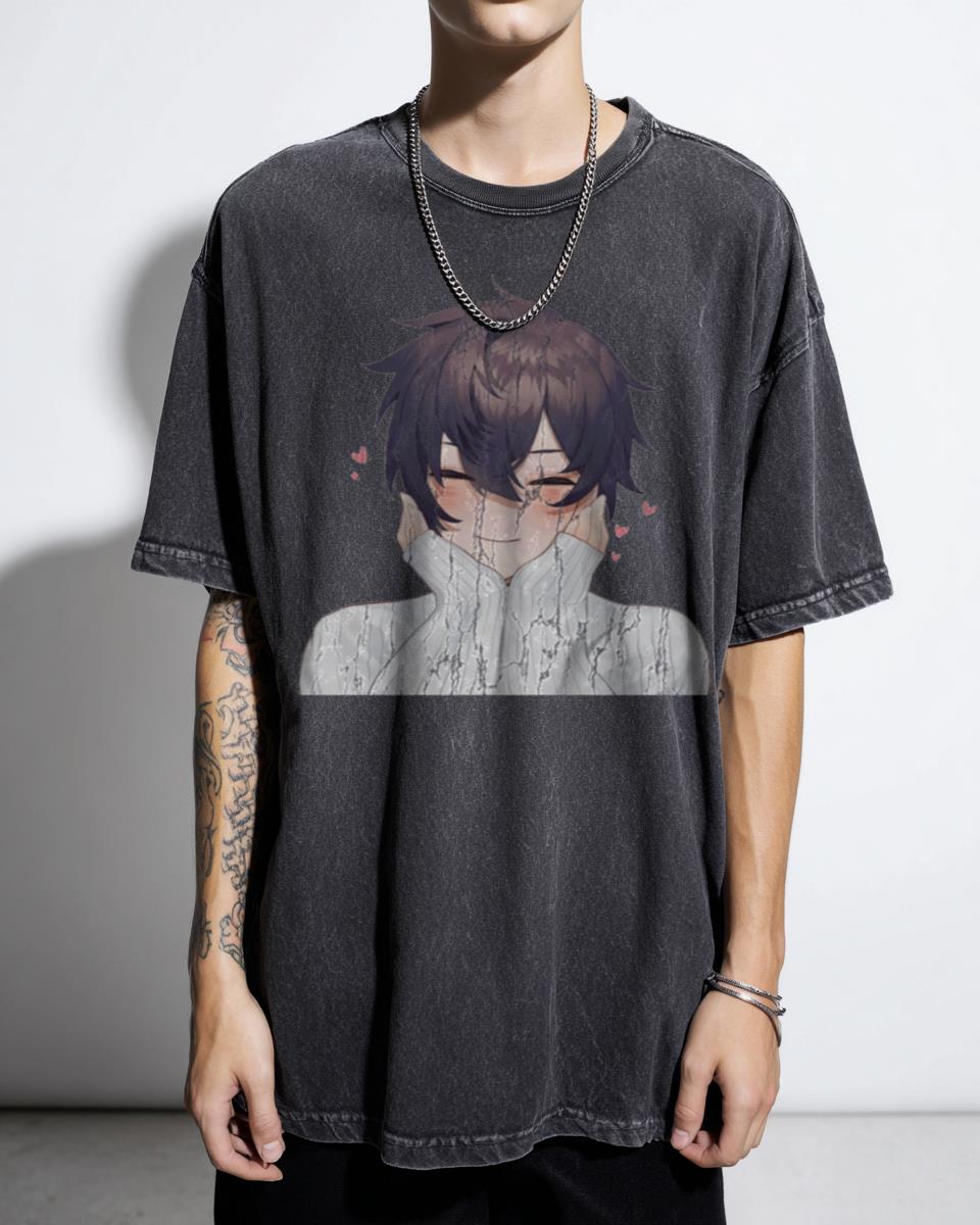 Cute Anime Boy Vtuber Shxtou T-Shirt - Kawaii Bishounen Hearts Art