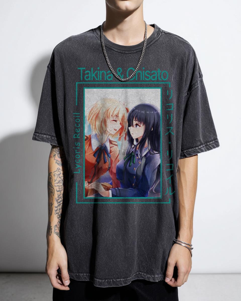 Cute Badass Girls Lycoris Recoil Anime T-Shirt - Chisato Takina Fan Tee